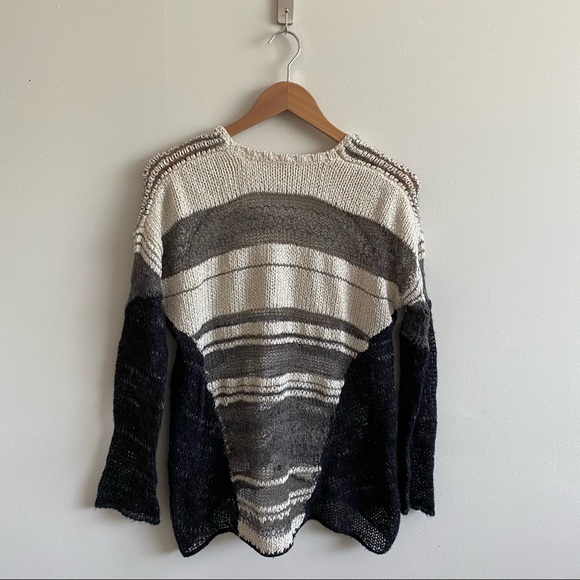 Helmut Lang || Striped Silk + Alpaca Blend Sweater - Picture 3 of 8